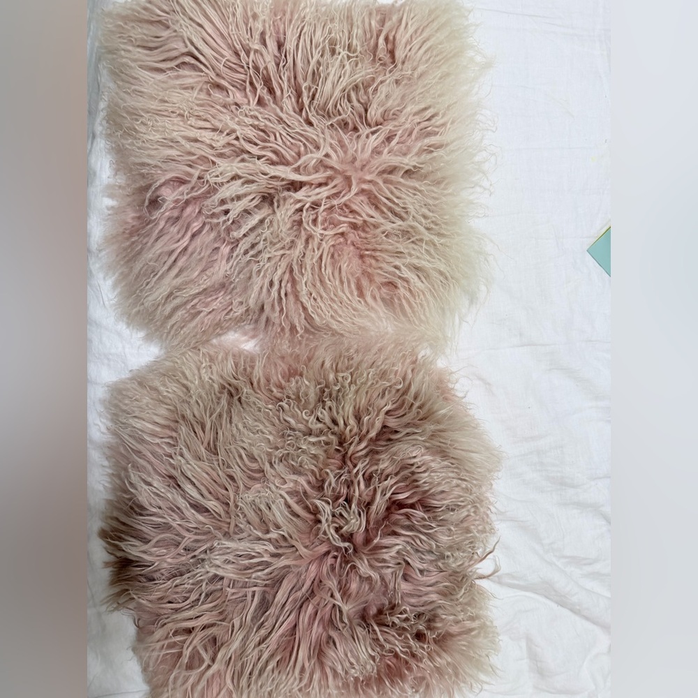 West Elm Blush Faux Sheepskin Accent Pillow Covers